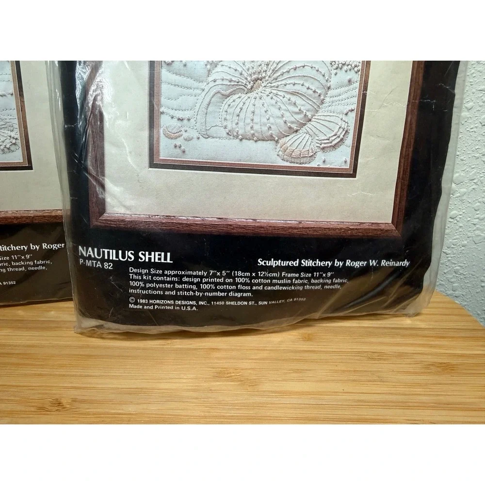 Prism Designs Sculptured Stitchery Kit Unisex OS Beige Seashell 1983 Vintage 2pk